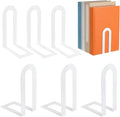 Chunful 6 Pcs White Book Ends for Shelves Modern Metal Bookends Decorative by Chunful