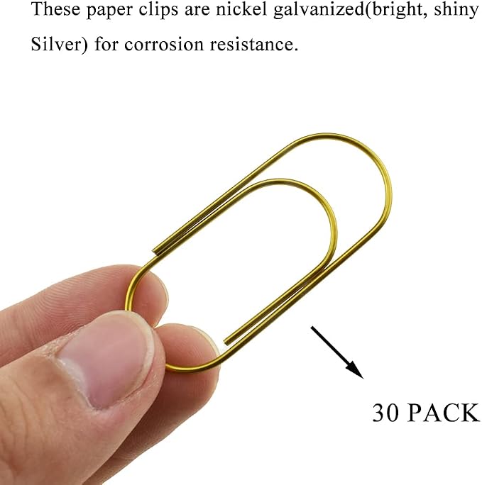 HAHIYO Paper Clips 2 inches Length Gold Wide Paperclips Vinyl Coated Prevent - Image 4