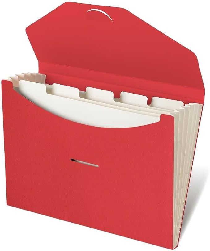 Expandable Folders Plastic Free Accordion File Folder Organizer 6 Pocket Fiery by BlueLakeECOLIFE