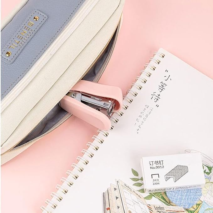 Pink Color Mini Stapler with Staples, Small Cute Stapler - Image 3