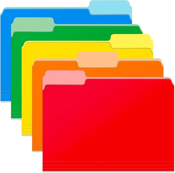 Two Tone Color File Folders 8.5 x 11 Inch, 1/3 Cut Tab File Folders Letter Size by WEMEMORN