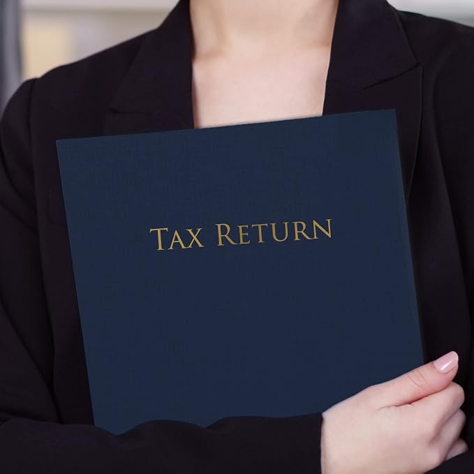 Linen Texture Navy and Gold Tax Return Folders / 25 Business Document Folders / - Image 4