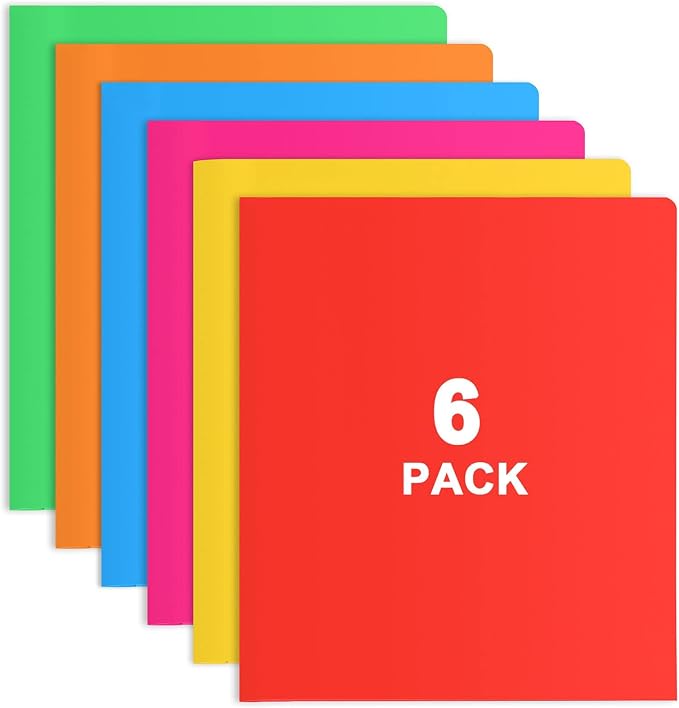 HABGP Plastic Folders with Pockets, 6 Color Heavy Duty Two Pocket Folder - Image 8