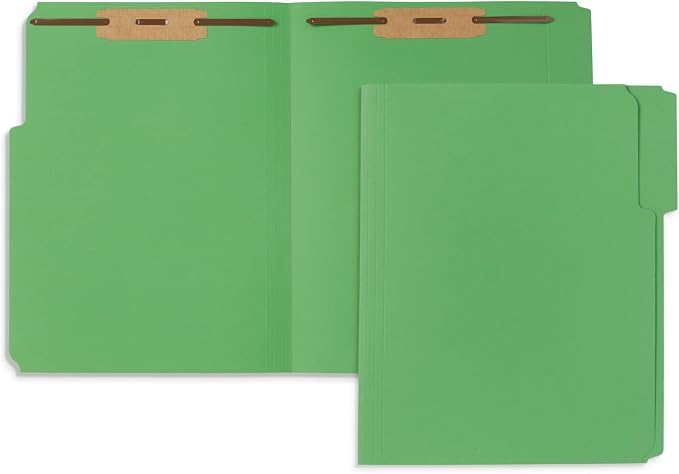 50 Green Fastener File Folders by BlueSummitSupplies