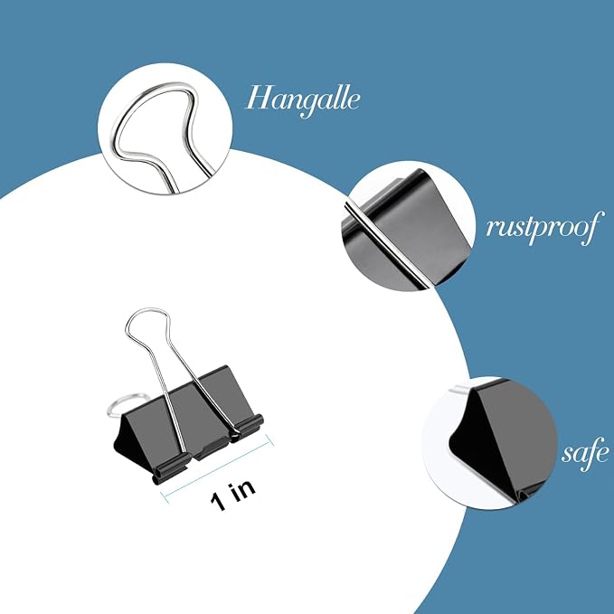 Ufmarine Small Binder Clips 1 Inch Length, Small Paper Clips - Image 3