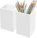 White Acrylic Pencil Pen Holder Cup 2 Pack, Desk Accessories Holder, Makeup by Cerpourt