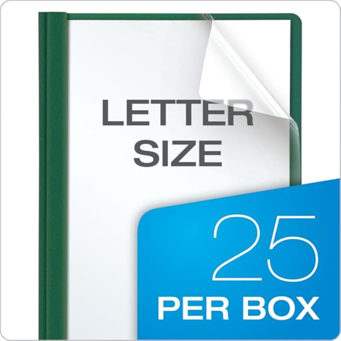 Oxford Clear Front Report Covers, Letter Size, Hunter Green, 25 per Box - Image 6