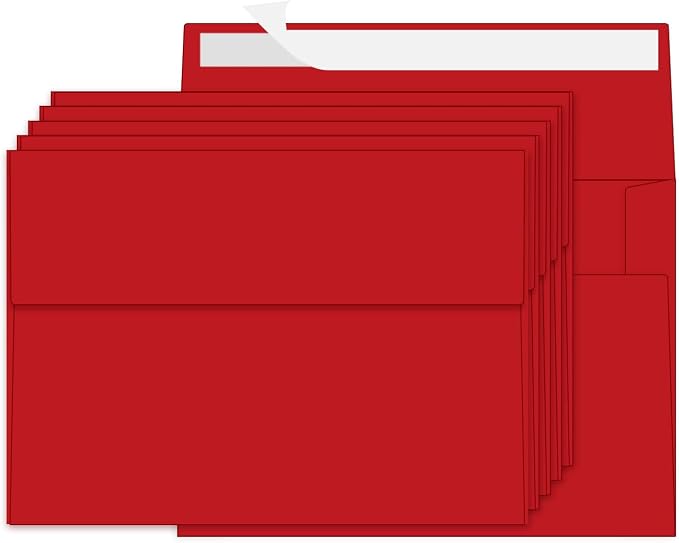 100 Packs Red 4x6 Envelopes for Invitation Card, A6 Small Envelopes Self Seal by Ouzoustate