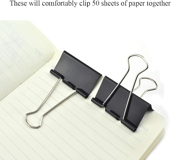 HAHIYO Binder Clips Paper Clamps Spring Steel Sturdy Large 1.97 inches Width - Image 6