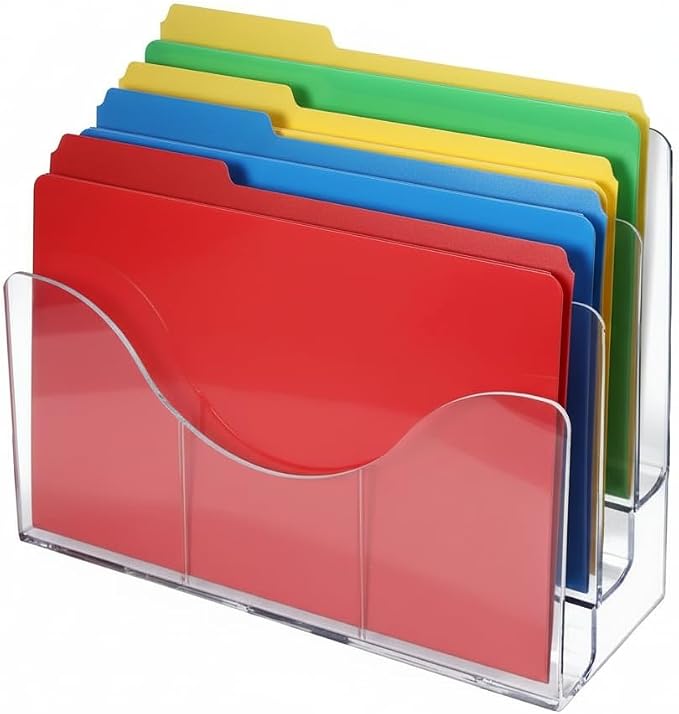 Azar Displays 250099 Three Tier File and Brochure Desktop Wall Organizer Holder by AzarDisplays