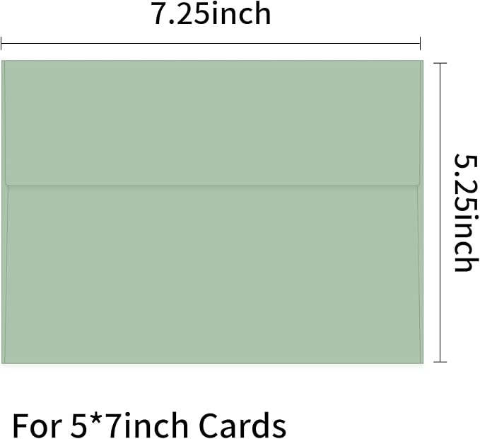 100 Packs 5x7 Sage Green Envelopes, A7 Envelopes - Image 2