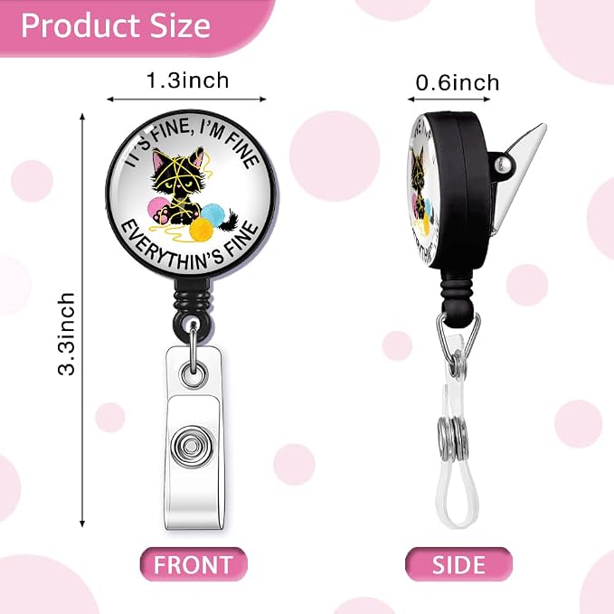 It's Fine I'm Fine Everything 's Fine Badge Reel Retractable - Image 2