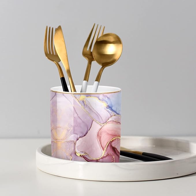 Pink Pen Holder for Desk, Premium Ceramic Pencil Holder Pen Cup Marker Holder - Image 4