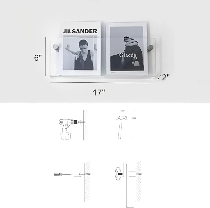 4-Pack 17" Acrylic Magazine Holder Vinyl Records Holder, Wall Display Floating - Image 5