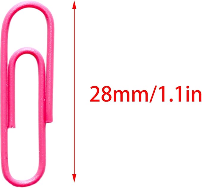 100 Pcs Rose Red Paper Clips, 1.1 Inch Colorful Paperclips | Vinyl Coated - Image 2