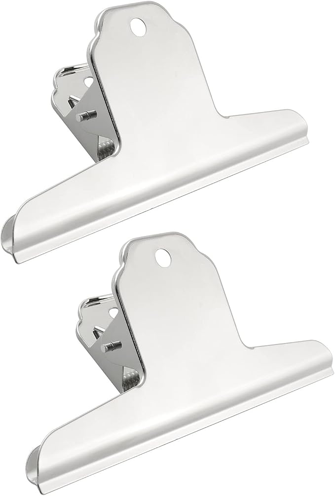 Bull Clip BLLNDX 2PCS 5.7Inch/145mm Large Silver Metal Bull Dog Clips File by BLLNDX