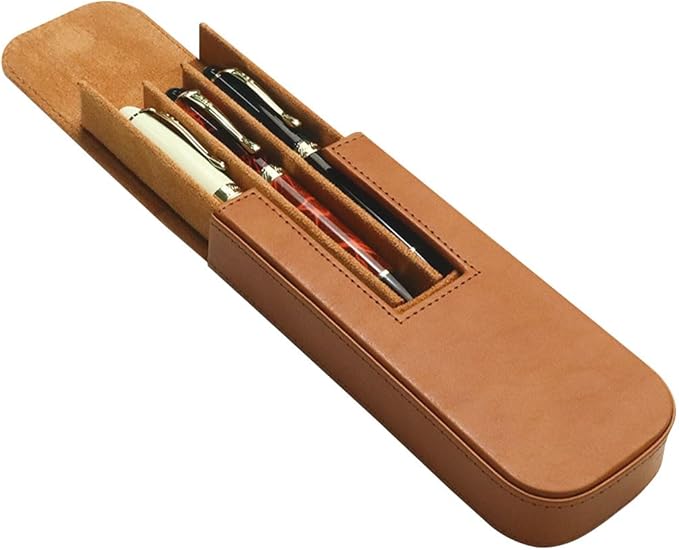 Leather Triple Pen Case Pencil Pouch Holder - Image 7