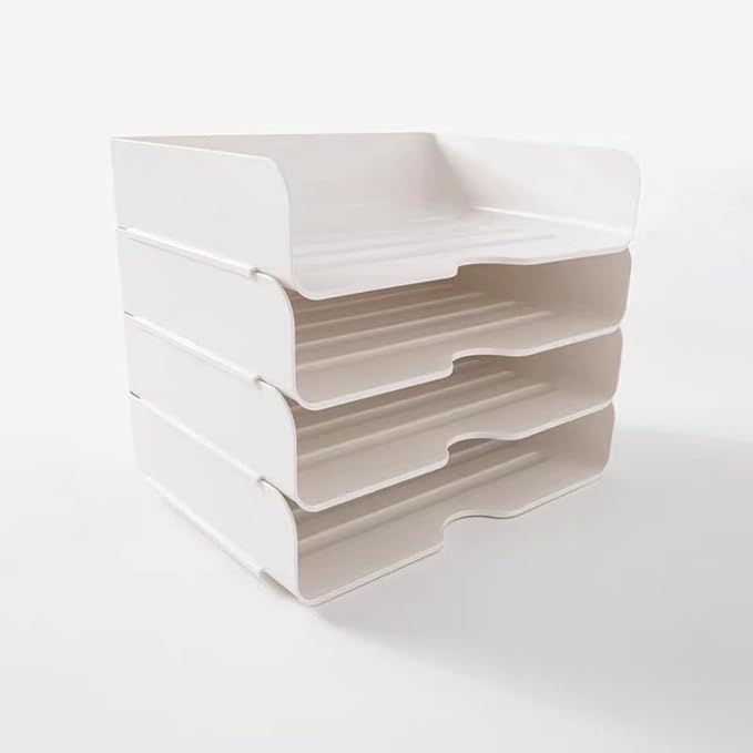 4 Tier Desk Organizer, Stackable Paper Tray Organizer - Image 6