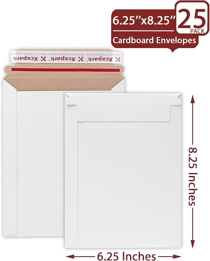Xxcxpark 25 Pack Rigid Mailers 6.25 x 8.25 inches, Self Seal Photo Document - Image 2