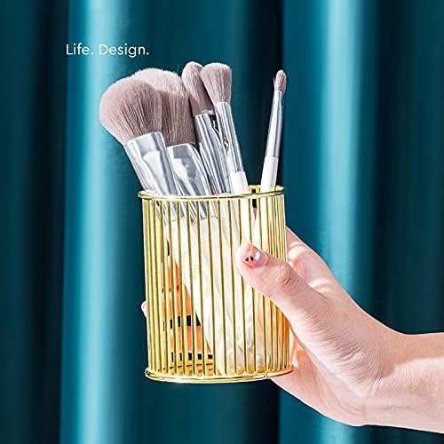 HSYMQ Gold Metal Pen Holder for Desk, Makeup Brushes Cup, Pencil Holders - Image 4