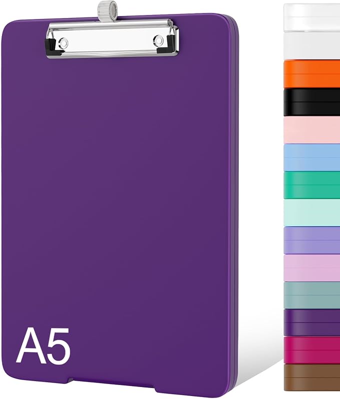 Piasoenc A5 Clipboard with Storage, Clip Board with Pen Holder, Deep Purple | by Piasoenc