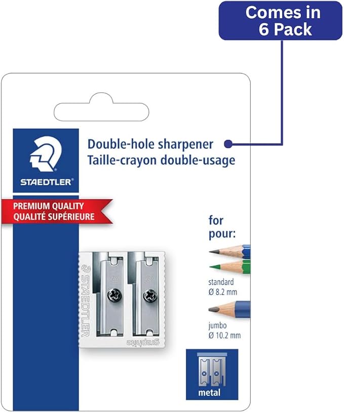 STAEDTLER 6-Pack Metal Double-Hole Pencil Sharpener - Image 2