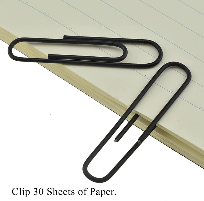HAHIYO Paper Clips Large 2 inches Length Black Paperclips Vinyl Coated Prevent - Image 5