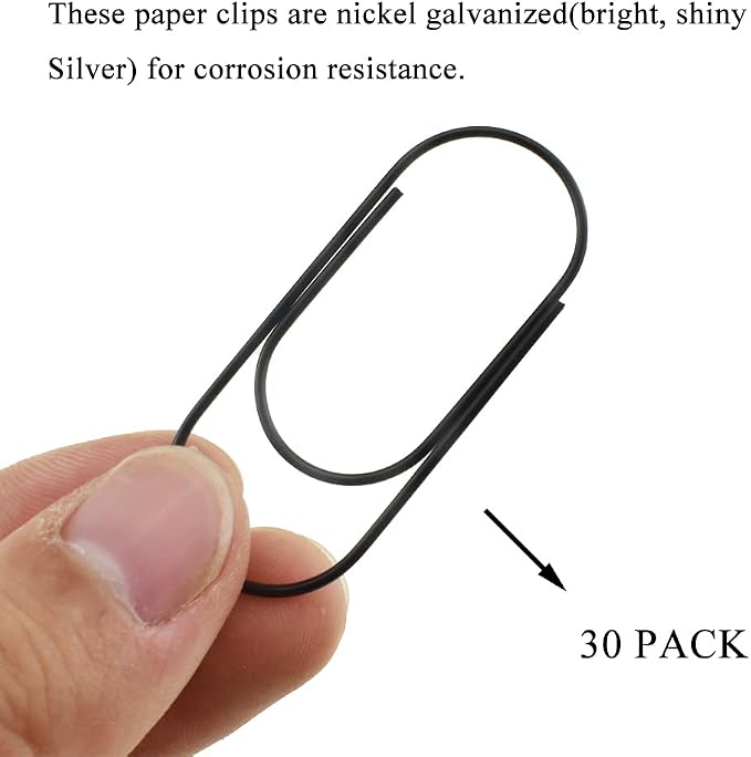 HAHIYO Paper Clips 2 inches Length Black Wide Paperclips Vinyl Coated Prevent - Image 4