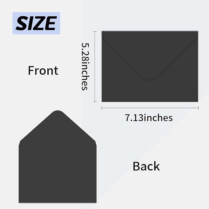 A7 Envelopes 100 Pack Black Envelopes 5x7 V-shaped Flap, Suitable - Image 2