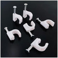 HS Cable Clips 8mm with Steel Nail 200 Pieces White, Ethernet Management U by HS