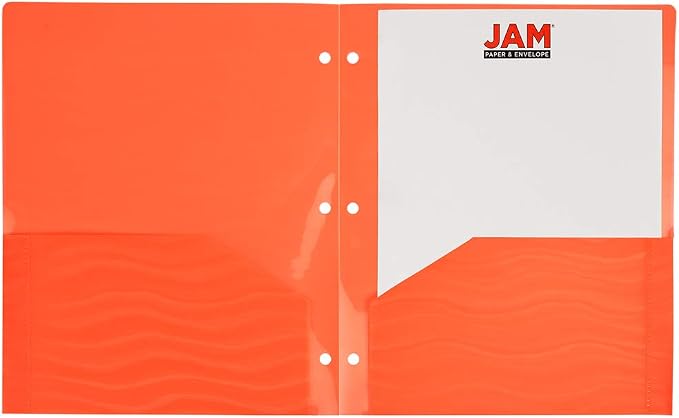 JAM PAPER Heavy Duty Plastic 3 Hole Punch Pocket Folders - Image 3