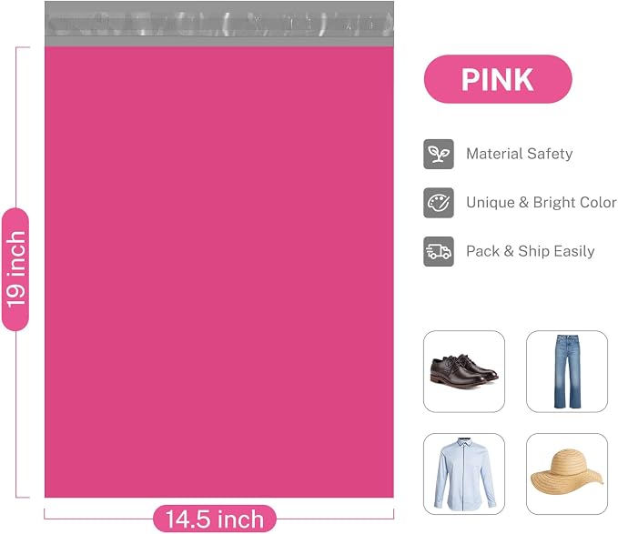 Metronic Pink Poly Mailers 14.5x19 Large Poly Mailers 500 Pack Self-Seal - Image 4