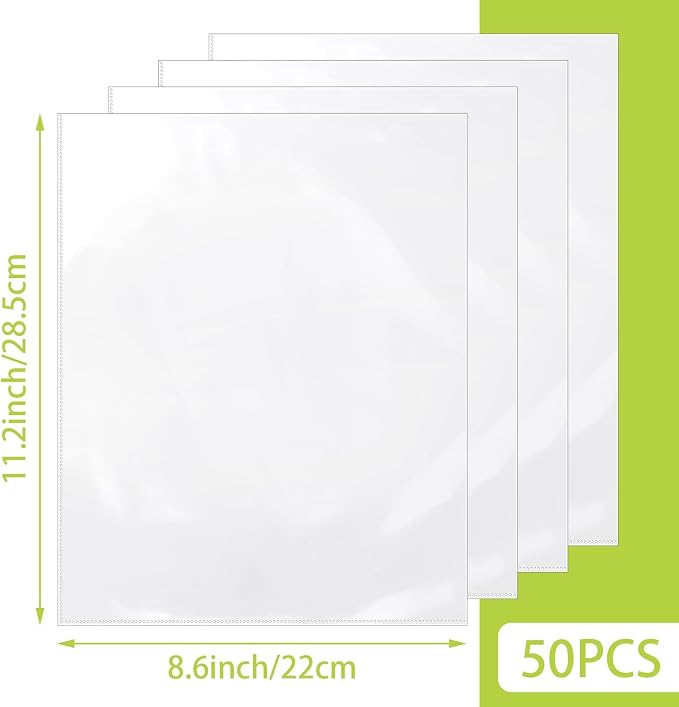 VOKOY 50 Pack No Holes Plastic Sleeves - Image 2