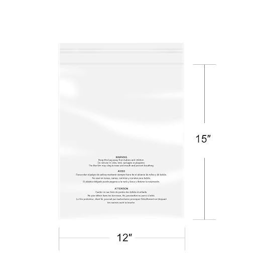 iMailer - 100 Count - 12" x 15" Clear Plastic Poly Bags - Image 2