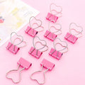 Pink Heart Hollow Out Metal Binder Clips by Htppzjr