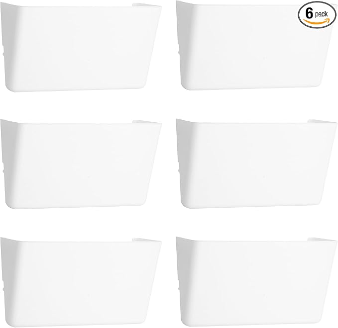EASEPRES 6 Pack White Plastic Single Pocket Hanging File Organizer, Wall Mount by EASEPRES