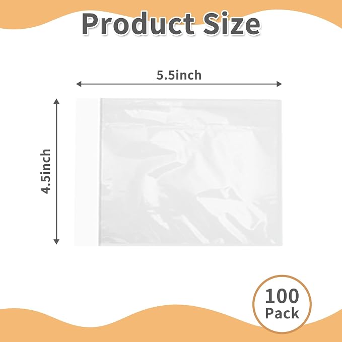 4.5" x 5.5" Shipping Label Sleeves Plastic Envelopes Self-Adhesive Top Loading - Image 2