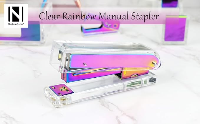 Clear Acrylic Rainbow Stapler Colorful Desktop Staplers - Image 7