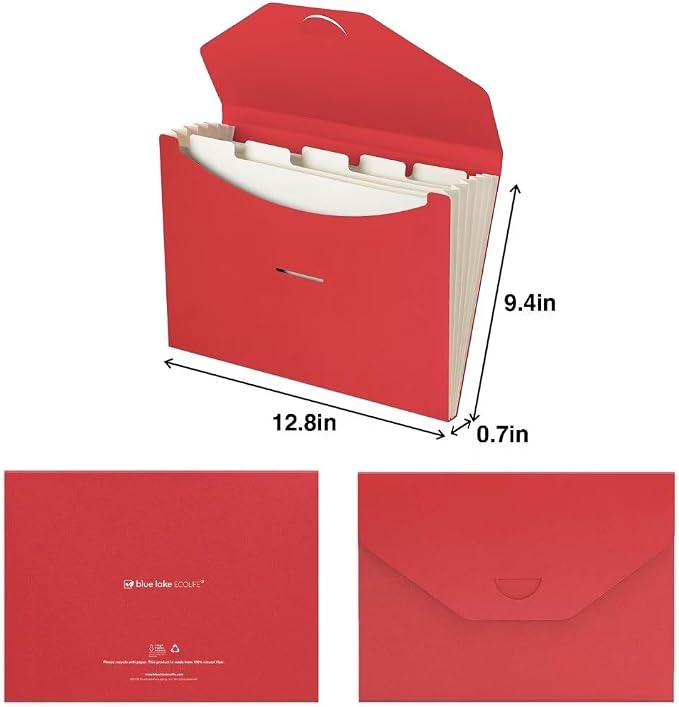 Expandable Folders Plastic Free Accordion File Folder Organizer 6 Pocket Fiery - Image 3