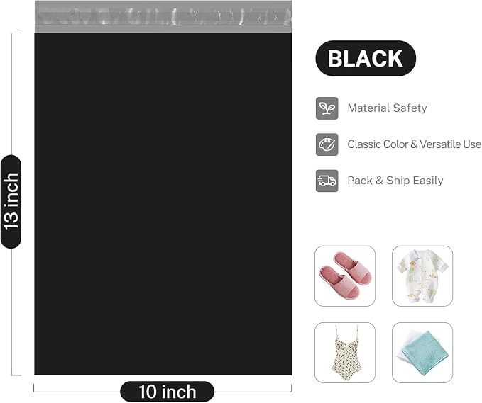 Metronic Poly Mailers 10x13 2400 Pack Black, Shipping Bags Bulk Mailing - Image 2