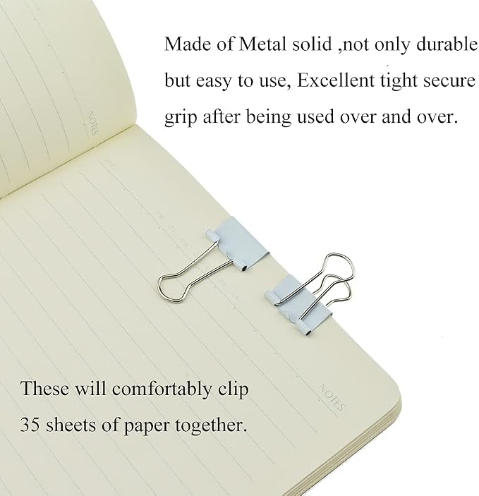 HAHIYO Binder Clips Paper Clamps Spring Steel Sturdy Small 0.75 inches Width - Image 6