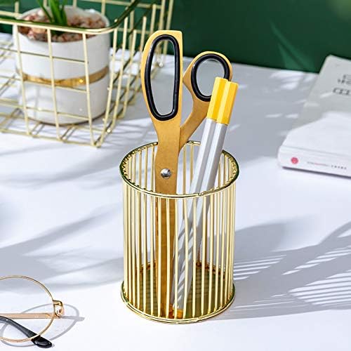 HSYMQ Gold Metal Pen Holder for Desk, Makeup Brushes Cup, Pencil Holders - Image 3