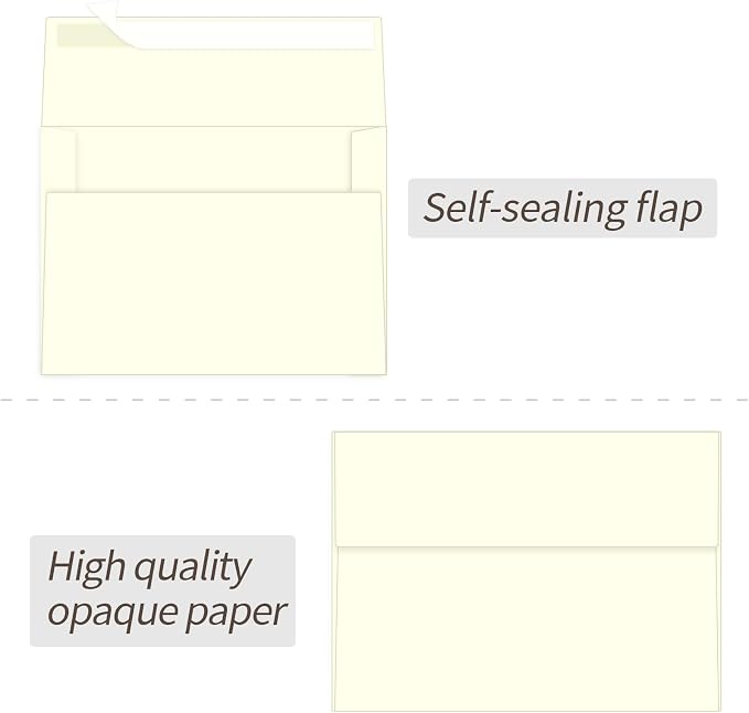 100 Packs Cream 4x6 Envelopes for Invitation Card, A6 Small Envelopes Self Seal - Image 3
