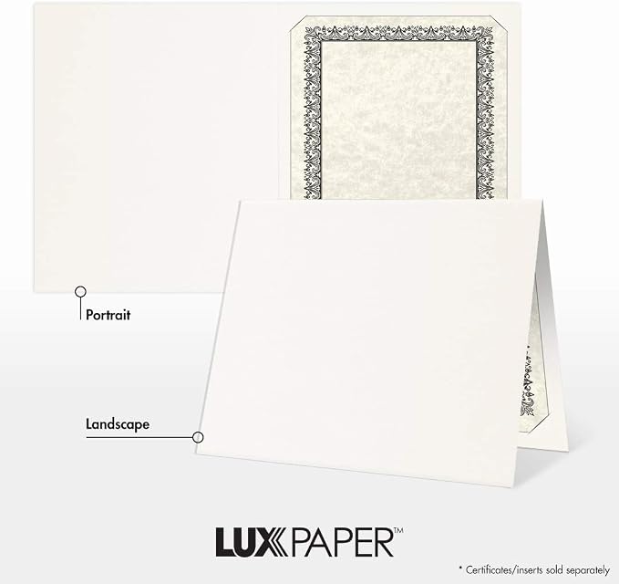 LUXPaper 9.5" x 12" Certificate Holders | White Linen | 100lb. Cover | 250 Qty - Image 5