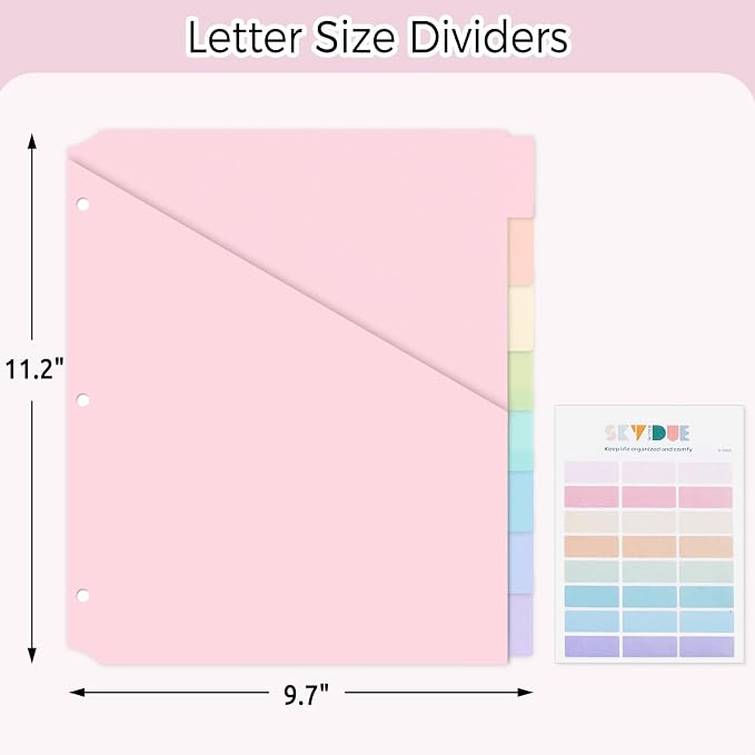 SKYDUE Binder Dividers with Tab, Pastel Dividers - Image 3