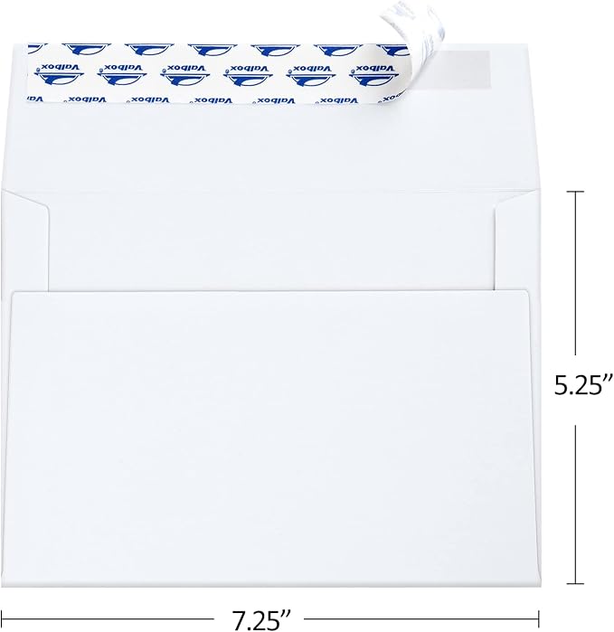 ValBox 200 Qty A7 Invitation Envelopes 5 x 7, 120GSM White Kraft Paper Envelopes - Image 2