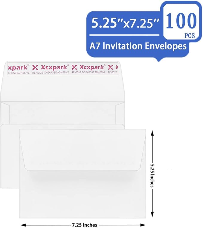 Xxcxpark 100 Qty Printable A7 Invitation Envelopes 5.25X7.25 inches Cards - Image 2