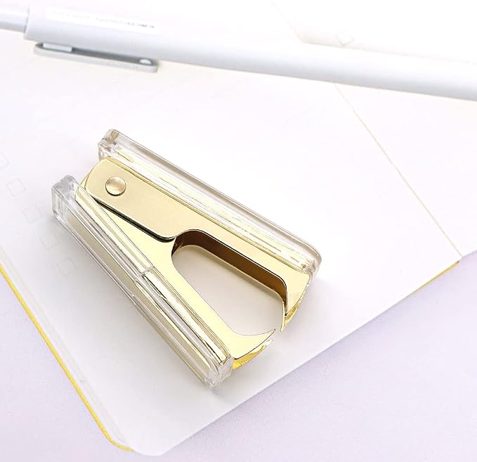 1PC Clear Yellow Gold Staples Remover Acrylic Luxury Yellow Golden Metal Body - Image 3