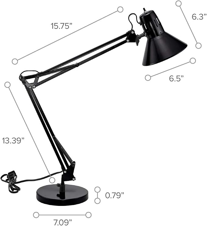Bostitch Office VLF100D Swing Arm Desk Lamp, Includes Replaceable LED Bulb - Image 6