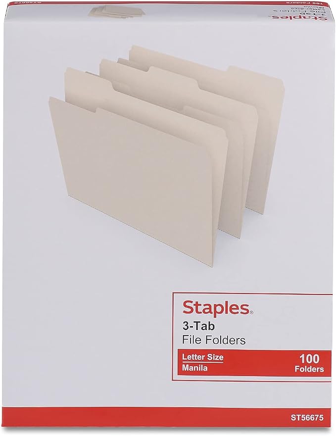 Staples File Folders, Letter Size, 1/3‑Cut Tabs, Durable Paper Stock - Image 8